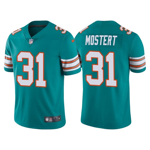 Men's Miami Dolphins #31 Raheem Mostert Aqua Color Rush Limited Stitched Football Jersey Men's Miami Dolphins #31 Raheem Mostert Aqua Color Rush Limited Stitched Football Jersey